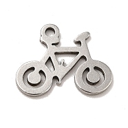 201 Stainless Steel Pendants, Bicycle Charms, Stainless Steel Color, 11x14x1mm, Hole: 1.2mm(STAS-A066-05P)