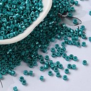 Baking Paint Glass Seed Beads, Cylinder, Teal, 2.5x2mm, Hole: 1.4mm, about 45359pcs/pound(SEED-S042-15A-17)