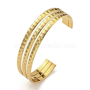 PVD Vacuum Plating 202 Stainless Steel Multi-strand Open Cuff Bangles for Women, Golden, Inner Diameter: 2-3/8x1-7/8 inch(6x4.8cm), 11~14.5mm(BJEW-M317-07B-G)