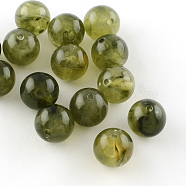 Round Imitation Gemstone Acrylic Beads, Olive, 8mm, Hole: 2mm, about 1700pcs/500g(OACR-R029-8mm-02)