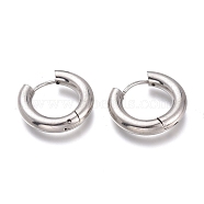 201 Stainless Steel Huggie Hoop Earrings, with 304 Stainless Steel Pin, Hypoallergenic Earrings, Ring, Stainless Steel Color, 20.5x4mm, 6 Gauge, Pin: 1mm(EJEW-O095-05-26)