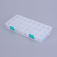 Organizer Storage Plastic Box, Adjustable Dividers Boxes, Rectangle, White, 21.8x11x3cm, compartment: 3x2.5cm, 24 compartment/box(CON-X0002-04)