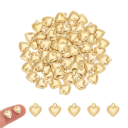 304 Stainless Steel Charms, Puffed Heart, Golden, 10x8x0.8mm, Hole: 1mm, 100pcs/box(STAS-UN0007-26G)