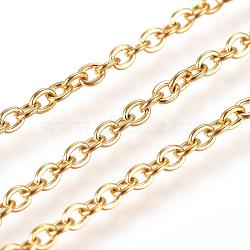 Ion Plating(IP) 304 Stainless Steel Cable Chains, Soldered, Flat Oval, Golden, 2.5x2x0.5mm(CHS-H001-2mm-15G)