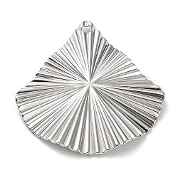 Non-Tarnish 304 Stainless Steel Pendants, Fan Charm, Stainless Steel Color, 31.5x30x2mm, Hole: 1.6mm(STAS-M323-39P)