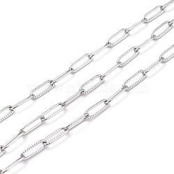 Tarnish Resistant 304 Stainless Steel Paperclip Chains, with Spool, Soldered, Stainless Steel Color, 10x3.5x0.7mm, 10.93 yards(10m)/roll(CHS-D033-06P-02)