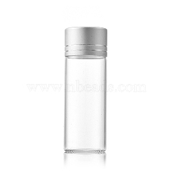 Clear Glass Bottles Bead Containers, Screw Top Bead Storage Tubes with Aluminum Cap, Column, Silver, 2.2x6cm, Capacity: 12ml(0.41fl. oz)(CON-WH0085-77E-01)