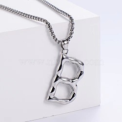 3Pcs Stainless Steel Textured Letter Pendants, Without Chain, Letter B(LW4134-2)