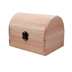 Unfinished Wooden Storage Box, with Lock Clasp, Arch, PeachPuff, 52x89x62mm(WOCR-PW0003-49A)