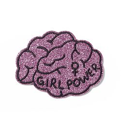 Feminism Theme Computerized Embroidery Cloth Iron on/Sew on Patches, Costume Accessories, Old Rose, 57x72mm(PATC-PW0002-06D)