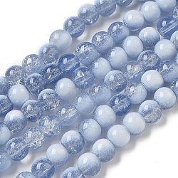 Crackle Glass Beads Strands, Rondelle, Steel Blue, 6mm, about 138~144pcs/strand, 296.85''(754cm)(GLAA-U001-6mm-14)