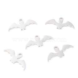 304 Stainless Steel Pendants, Laser Cut, for Halloween, Bat, Stainless Steel Color, 16x7.5x1.1mm, Hole: 1.4mm(STAS-O142-34P)