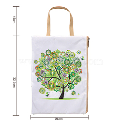 DIY Seasonal Theme Tree Pattern Zipper Handbag Diamond Painting Kits, Including Resin Rhinestones, Pen, Tray & Glue Clay, Spring, 325x240mm(DIAM-PW0004-140A)