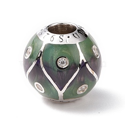 TINYSAND Barrel Vast Sky, Enamel Rhodium Plated 925 Sterling Silver European Large Hole Beads, Platinum, 13.49x13.12x13.36mm, Hole: 4.72mm(TS-C-068)