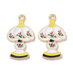 Alloy Enamel Pendants, Golden, Lantern, 26x15x1mm, Hole: 1.8mm(ENAM-O001-11R-G)