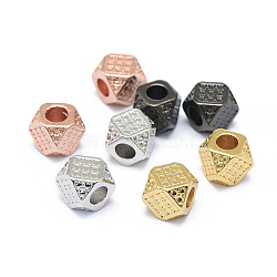 Rack Plating Brass Beads, Long-Lasting Plated, Polygon, Mixed Color, 6x6x6.5mm, Hole: 3mm(KK-O125-03)