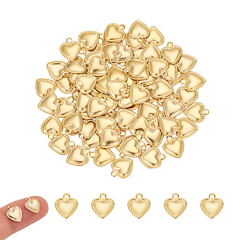 304 Stainless Steel Charms, Puffed Heart, Golden, 10x8x0.8mm, Hole: 1mm, 100pcs/box