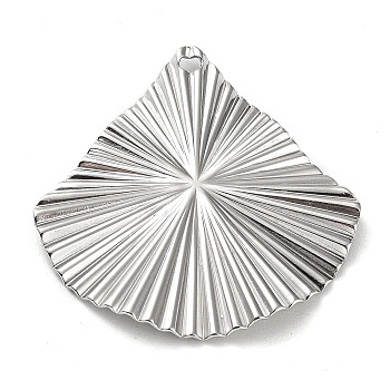 304 Stainless Steel Pendants, Fan Charm, Stainless Steel Color, 31.5x30x2mm, Hole: 1.6mm