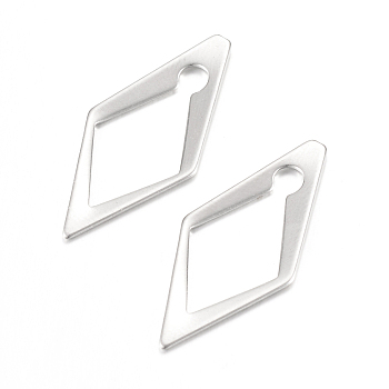 201 Stainless Steel Linking Rings, Rhombus, Stainless Steel Color, 29x14x1mm, Hole: 3mm