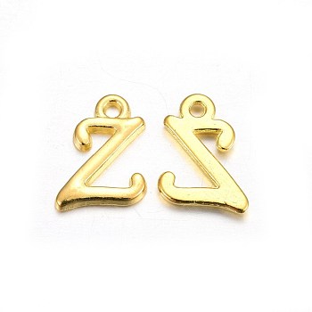Golden Plated Alloy Letter Pendants, Rack Plating, Cadmium Free & Lead Free, Letter.Z, 13x10x2mm, Hole: 1.5mm