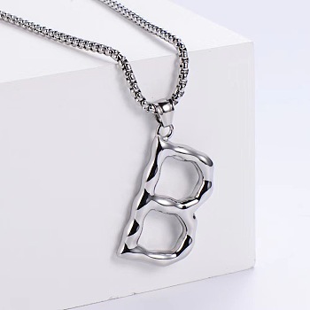 3Pcs Stainless Steel Textured Letter Pendants, Without Chain, Letter B