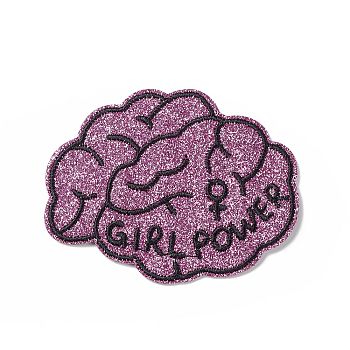 Feminism Theme Computerized Embroidery Cloth Iron on/Sew on Patches, Costume Accessories, Old Rose, 57x72mm