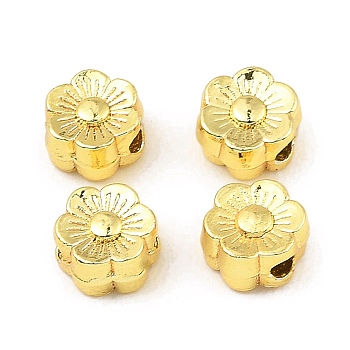 Rack Plating Brass Beads, Flower, Golden, 6x5.5x3.5mm, Hole: 1.4mm