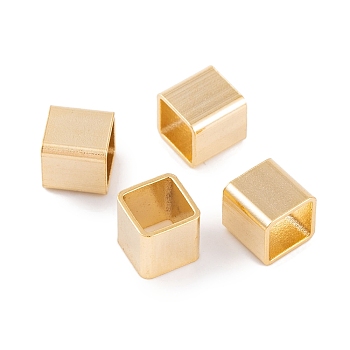 304 Stainless Steel European Beads, Large Hole Beads, Cube, Golden, 6x6x6mm, Hole: 5x5mm