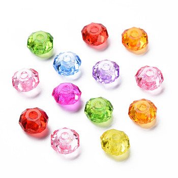 Transparent Acrylic Beads, Flat Round, Mixed Color, 8x5mm, Hole: 2mm, about 2800pcs/500g
