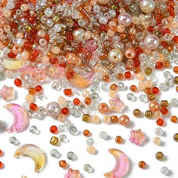 DIY Beads Jewelry Making Finding Kit, Including Glass & Seed & Acrylic Beads, Mixed Color, 4mm