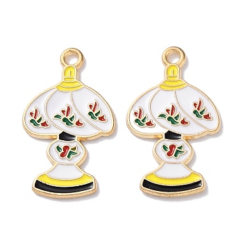 Alloy Enamel Pendants, Golden, Lantern, 26x15x1mm, Hole: 1.8mm