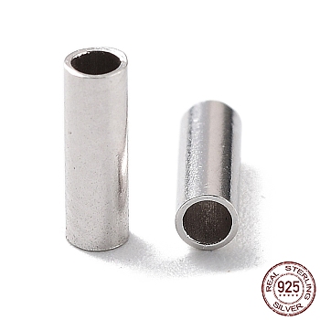 Rhodium Plated 925 Sterling Silver Spacer Tube Beads, Column, Platinum, 6x2mm, Hole: 1.5mm, about 146pcs(10g)/bag