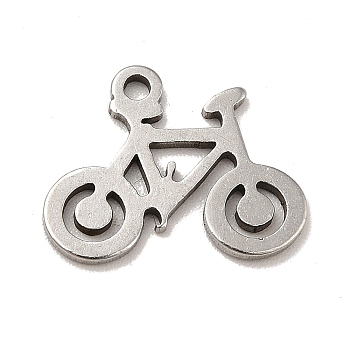 201 Stainless Steel Pendants, Bicycle Charms, Stainless Steel Color, 11x14x1mm, Hole: 1.2mm