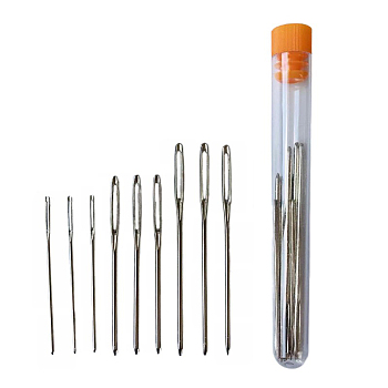 Stainless Steel Sewing Needles, Dark Orange, 52~70mm, 3 sizes, 3pcs/size, 9pcs/bottle