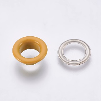 Iron Grommet Eyelet Findings, for Bag Making, Flat Round, Platinum, Sandy Brown, Eyelet: 13.5x5mm, Inner Diameter: 8mm, Pad: 13x0.5mm