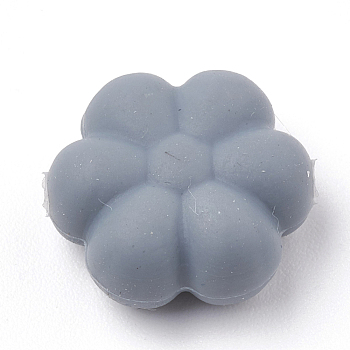 Food Grade Eco-Friendly Silicone Beads, Chewing Beads For Teethers, DIY Nursing Necklaces Making, Flowerr, Gray, 14x13x6mm, Hole: 2mm