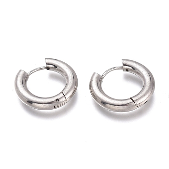 201 Stainless Steel Huggie Hoop Earrings, with 304 Stainless Steel Pin, Hypoallergenic Earrings, Ring, Stainless Steel Color, 20.5x4mm, 6 Gauge, Pin: 1mm