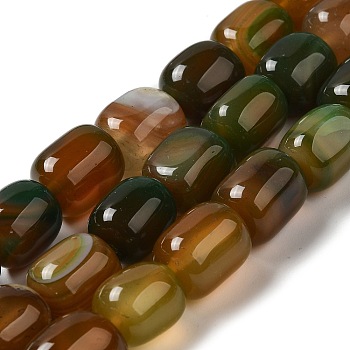 Natural Agate Beads Strands, Dyed & Heated, Column, Dark Goldenrod, 15~16x11.5~13x11~13mm, Hole: 1.6mm, about 12pcs/strand, 7.17~7.28''(18.2~18.5cm)