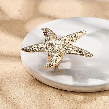 Starfish Alloy Adjustable Rings for Women(RJEW-B108-02KCG)-3