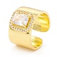 Clear Cubic Zirconia Rectangle Chunky Open Cuff Ring(RJEW-I083-12G)-1
