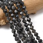 Natural Larvikite Beads Strands, Star Cut Round Beads, Faceted, 5~6x5~6x5~6mm, Hole: 1~1.2mm, about 64~68pcs/strand, 14.80''~15.04''(37.6~38.2cm)(G-Z119-A32-01)