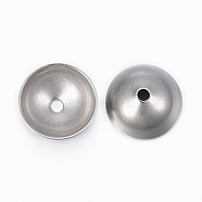 201 Stainless Steel Bead Cap, Apetalous, Stainless Steel Color, 12x5mm, Hole: 2mm(STAS-H401-01P)