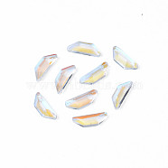 Glass Rhinestone Cabochons, Nail Art Decoration Accessories, Faceted, Trapezoid, Clear AB, 6.5x2x1mm(MRMJ-N027-033A)