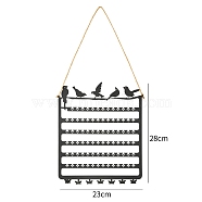 Metal Hang Earring Rack, Earrings Display Stand, Rectangle with Birds, Black, 28x23cm(PW-WG39154-01)