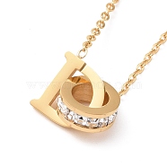 Crystal Rhinestone Initial Letter D & O Pendant Necklace, Ion Plating(IP) 304 Stainless Steel Jewelry for Women, Golden, 16.93 inch(43cm)(NJEW-A004-16G)