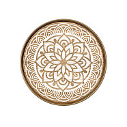 Wood Tray, Jewelry Plate, Flat Round with Flower, Flower, 300mm(AJEW-WH0416-001)