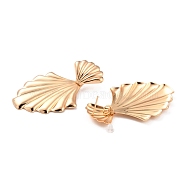Shell Shape Iron Stud Earrings for Girl Women, Light Gold, 56mm, Pin: 0.8mm(EJEW-I258-07KCG)