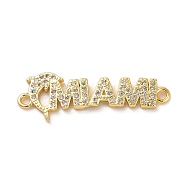 Beach Theme Rack Plating Brass Micro Pave Clear Cubic Zirconia Connector Charms, Word MIAMI Links, Long-Lasting Plated, Cadmium Free & Lead Free, Real 18K Gold Plated, Dolphin, 10x28.5x1.5mm(KK-P261-07B-G)