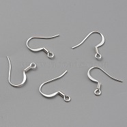 Brass Earring Hooks, Ear Wire, with Horizontal Loop, 925 Sterling Silver Plated, 16~18x16~18x1.5mm, Hole: 2mm, 20 Gauge, Pin: 0.8mm(KK-O131-08S)