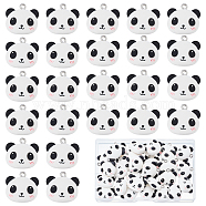 30Pcs Resin Pendants, with Alloy Loop, Panda, White, 18.5x19.5x8.5mm, Hole: 2mm(RESI-SC0002-33)